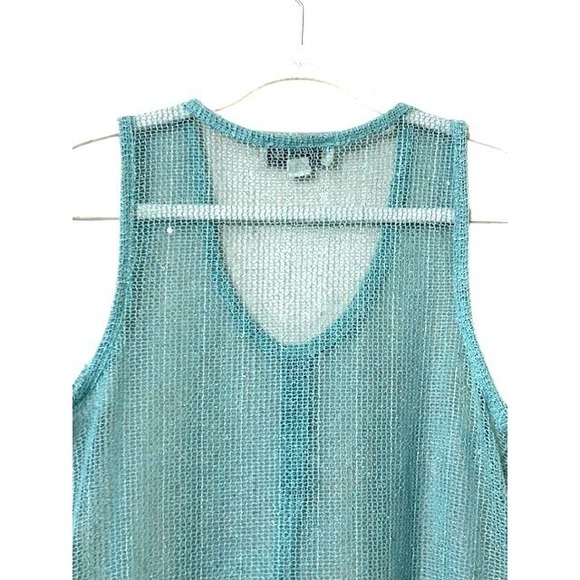 Simply Noelle Swim Coverup S/M Aqua Blue Sheer Lace Trim Summer Coquette - Picture 8 of 10